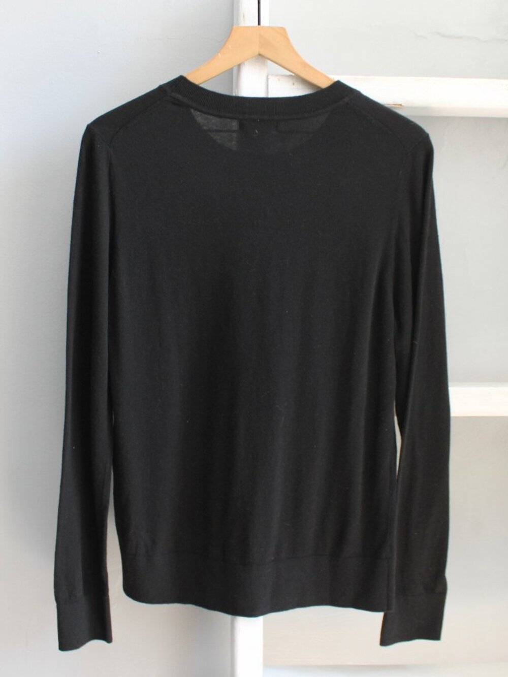Quince Sweater Black Cotton Cashmere Organic Crewneck Lightweight Size Large - Picture 3 of 5